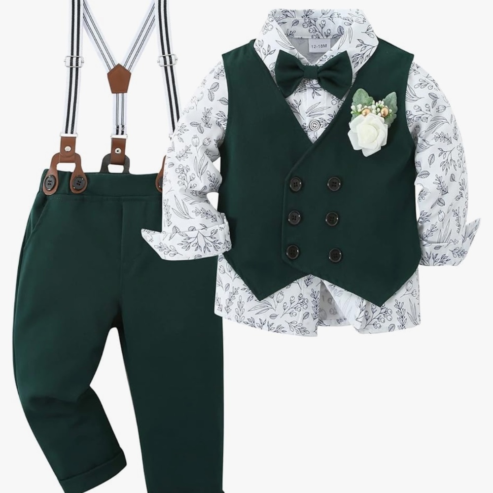 Forest green suit, infant/toddler
